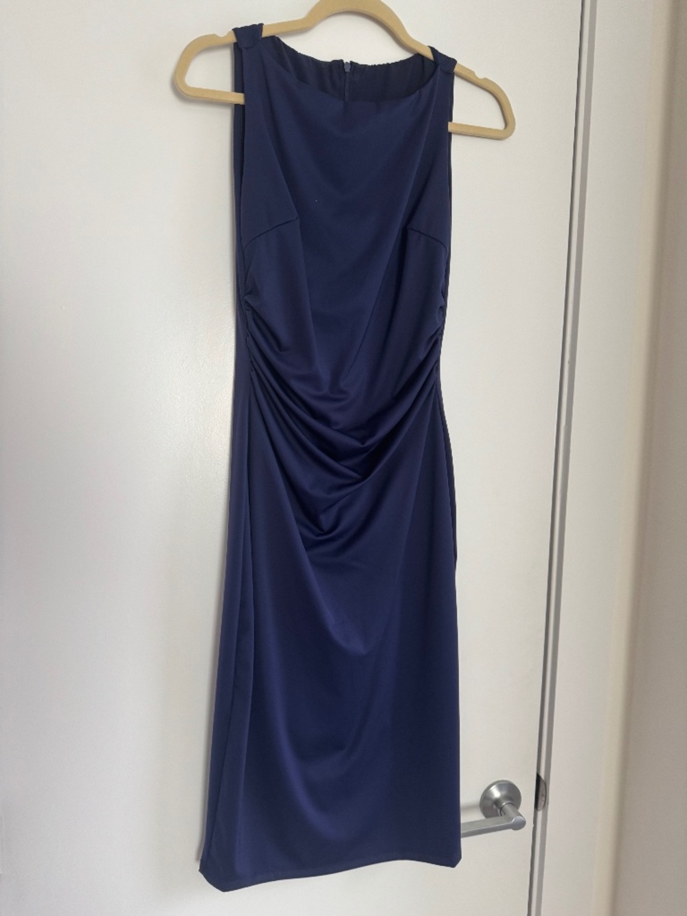Popilush Navy Ruched Sleeveless Dress, Size Med